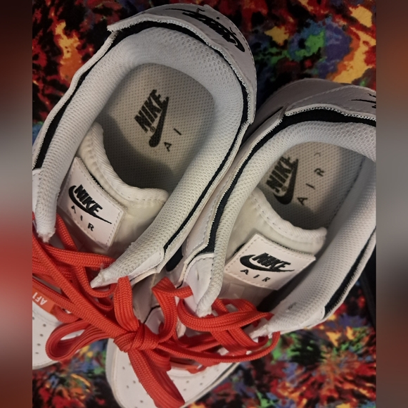 Nike Air Force One AF1/ White Black Orange Sneakers - Picture 7 of 8